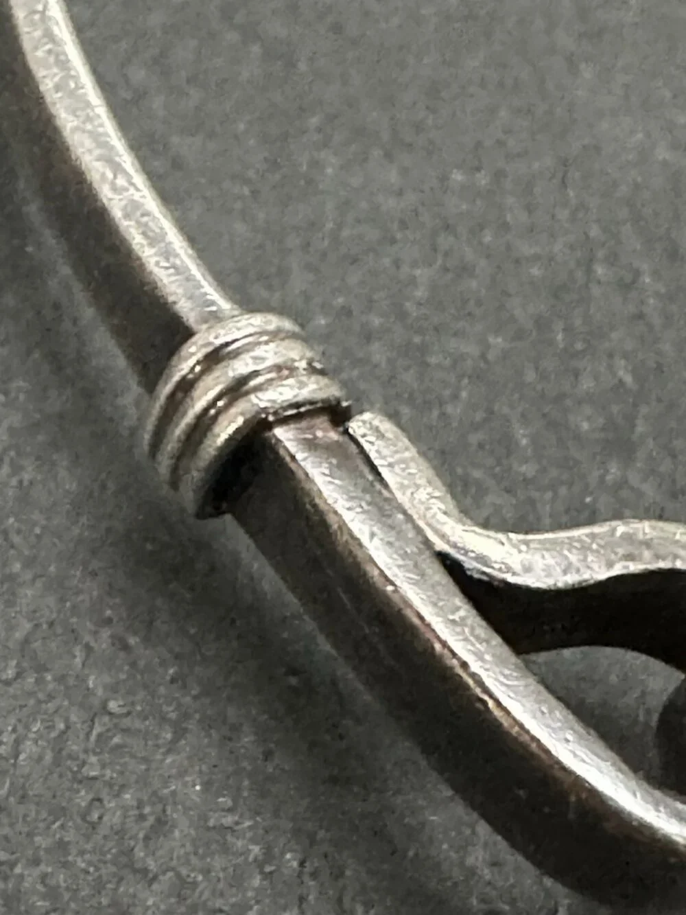 Vintage Sterling Silver Bangle Bracelet Wire Wrapped Horse Shoe Hoop Closure
